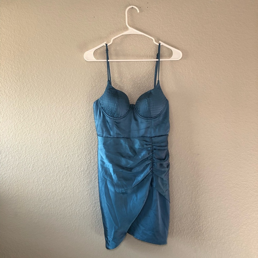 Selfie Leslie Blue Silk Mini Dress | M